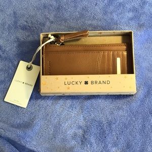 🍀 NWT NIB Lucky Brand Leather Large Card Case Wallet in Topanga Tan 🍀